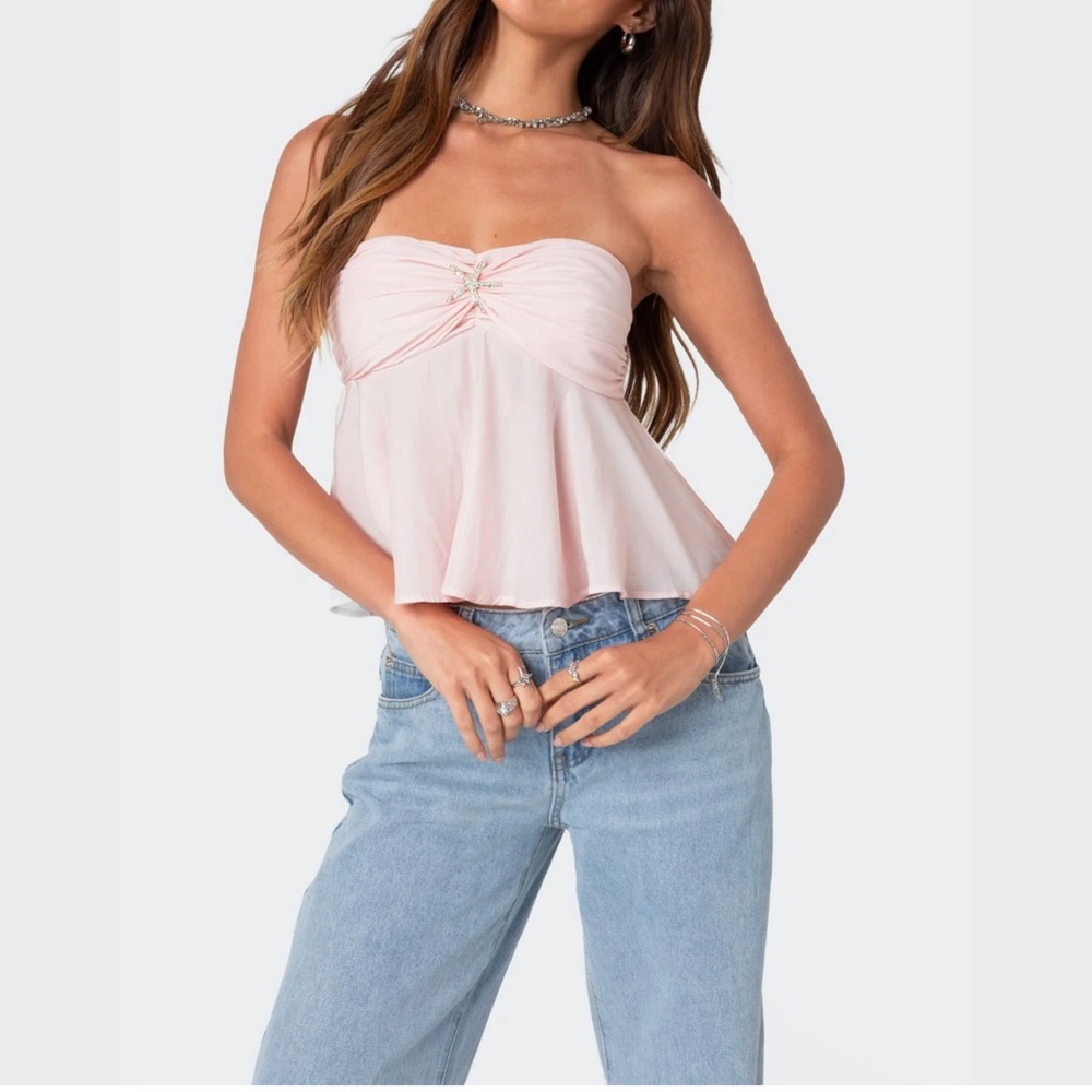Edikted pink sea shell strapless top NWT